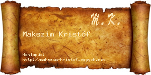 Makszim Kristóf névjegykártya