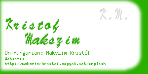 kristof makszim business card